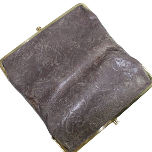 Hobo Candace Style Gray Leather Embossed Clutch Wallet - Picture 5 of 9